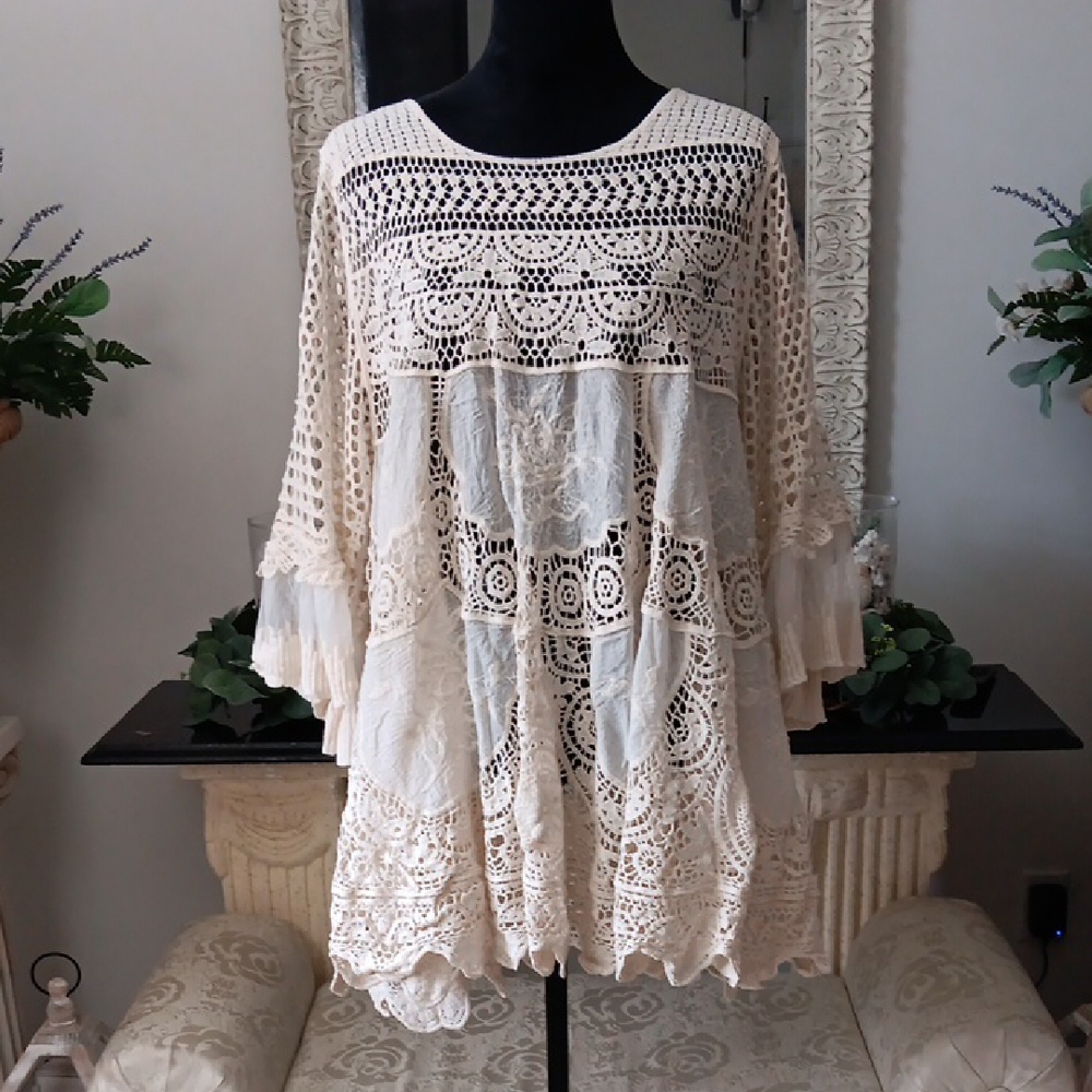 Chic Cream Lace Swim Coverup